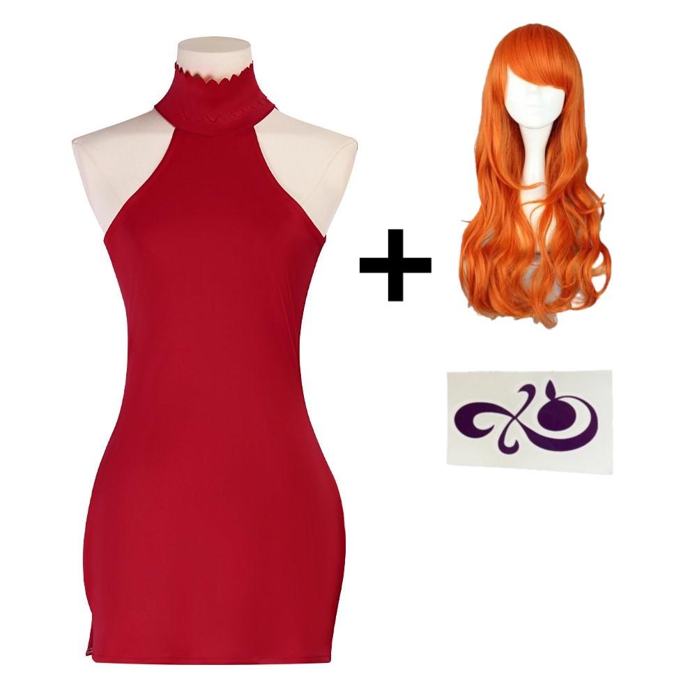 Anime Nami Red Dress Cosplay Costume