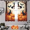 Set Of 2 Halloween Cartoon Ghost Pumpkin Print Curtains Pole Bag Home Decorations Room Made Polyester