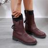 2020 Autumn/Winter Women's Mid-Calf Boots: Comfortable Low Square Heels, Round Toe, Plus Size 43, European & American Style