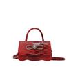 Crocodile Pattern Women'S Bag With Diamond Bow Retro Solid Color Casual Shoulder Crossbody Portable Small Square Bag Tide
