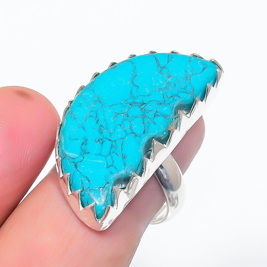 

Кольцо из натурального серебра 925 пробы с бирюзой Санта-Роза, размер 8, p0m90