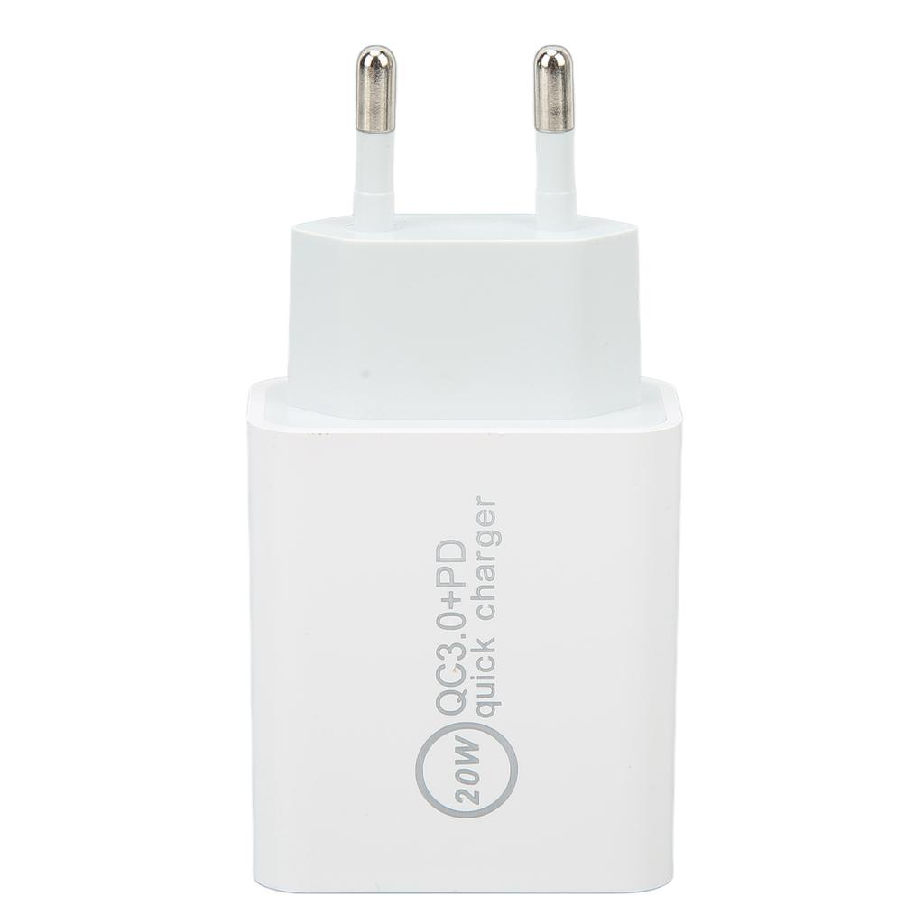 20W QC3.0 PD Quick Charger Dual Port Fast Charging Speed Charger for Dji Avata AC 100‑240V White EU Plug 85x43x24mm