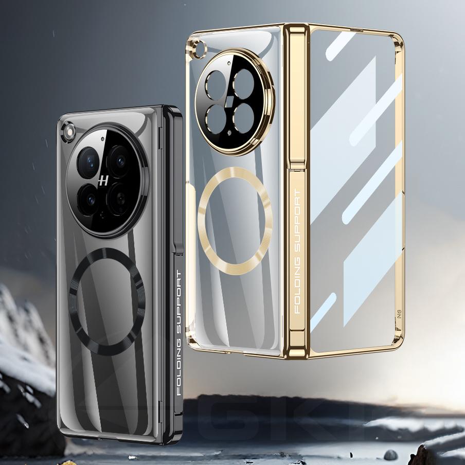 Für OPPO Find N6 Hülle Magnetischer Scharnierständer Beschichtet Klar Kabelloses Laden Bildschirmschutzglas für OPPO Find N6 Hülle