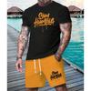 Summer New 3D Digital Printed Men's Suit Fashion Short Sleeve Shorts Suit Outdoor Street Men's Sports Shorts Summer Daily C