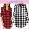 Women Fashion Button Down Checks Flannel Casual Lapel Long Shirt Tops Blouse In Vibrant Plaid Prints