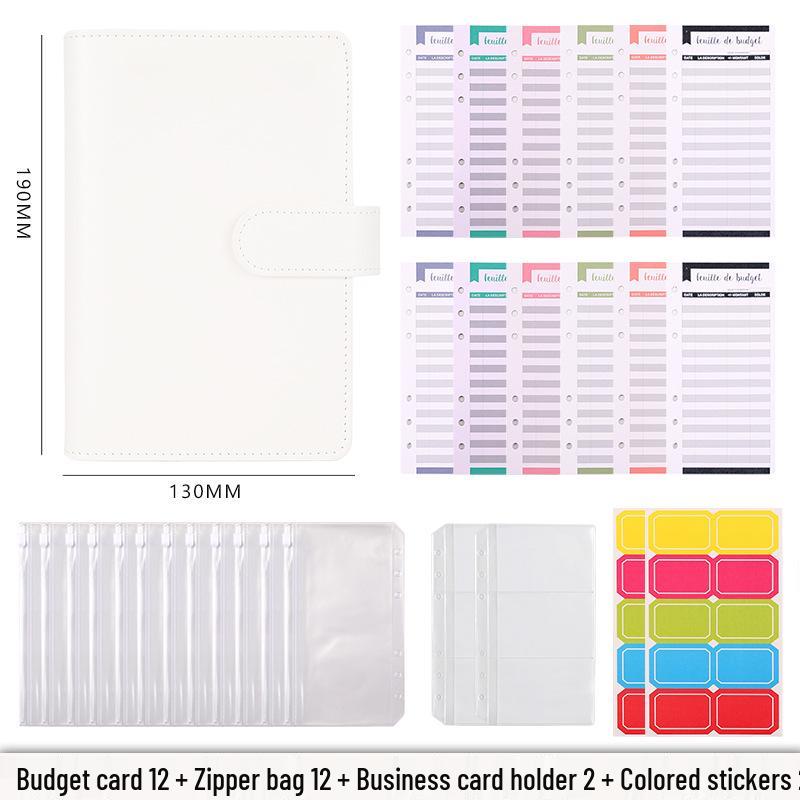 A6 Macaron Leather PU Loose-leaf Binder Notebook for Family Finance Budget Planning