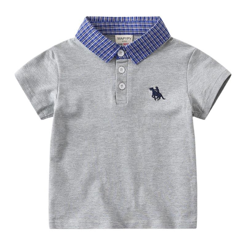 Boys Short Sleeve Shirt with Plaid Collar Summer Thin Fashion Tops for Toddler Kids Baby High End T Shirt