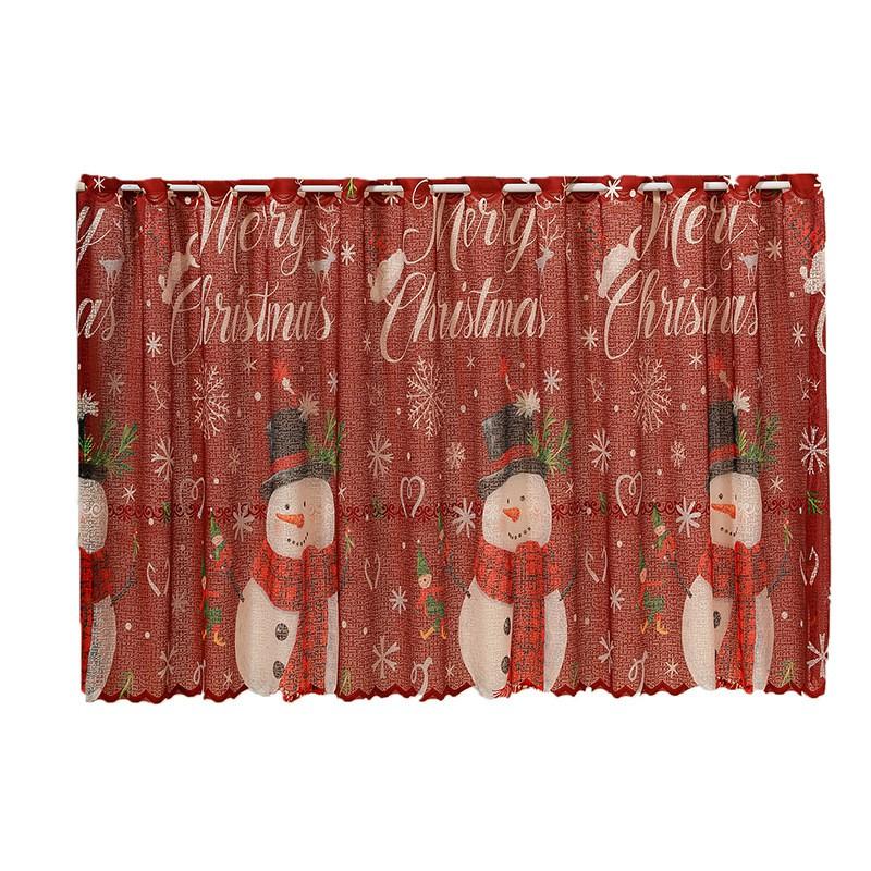 American Christmas Print Coffee Curtain Lace Blackout Window Valance Rectangular Decor Bedroom Dining Room