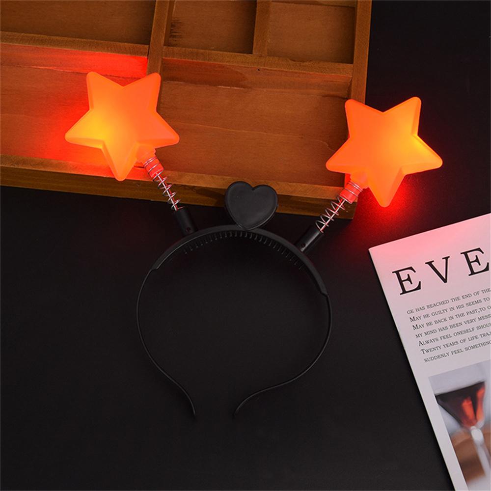 1pc LED Shinning Bouncing Star Shape Headband New Year Birthday Party Hair Band Glowing Headwear Flashing Hair Accessories