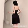 Spring and Summer Sexy Nightdress Lace Temptation V-neck Gathering Ice Silk Suspender Nightdress Backless Chest Pad Suspender Nightdress Set
