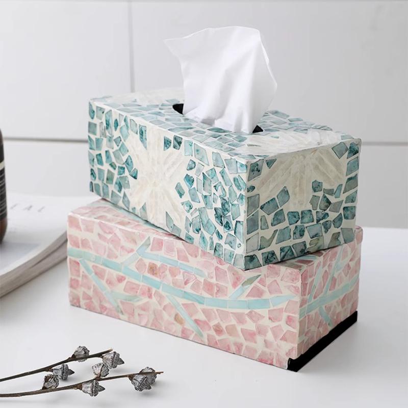 Nordic Tissue Boxes Natural Shell Napkin Holder Luxury Tissue Case Living Room Storage Box Table Decoration Home Accessories