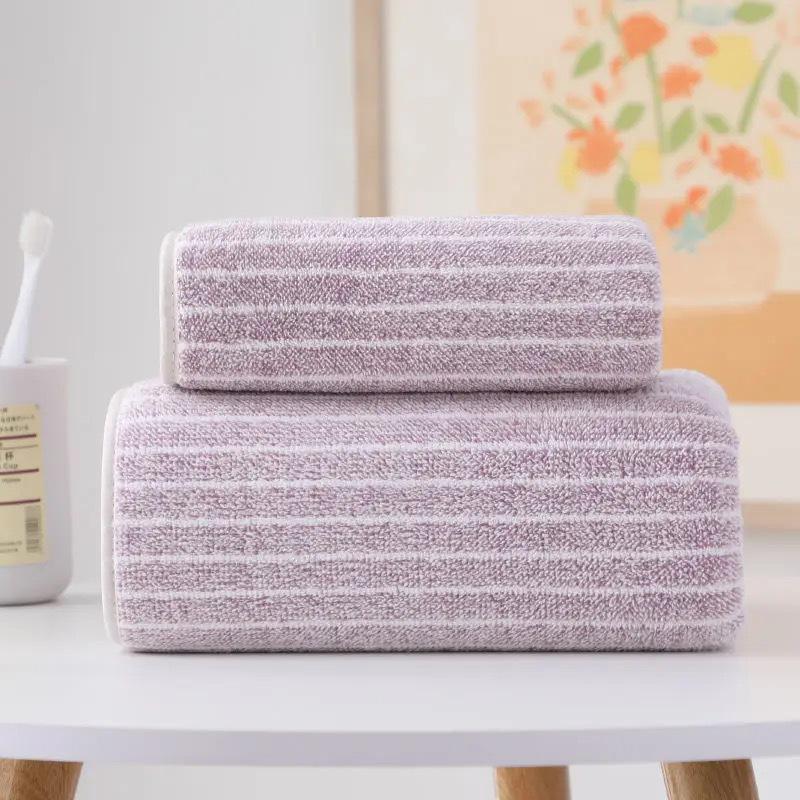 Oversized Coral Fleece Striped Bath Towel - Thick, Non-Shedding, Absorbent, for Adults and Home Use