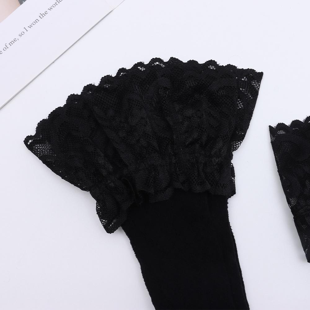 Sheer Thigh High Stockings Wide Lace Trim Mesh Pantyhose Over Knee Stockings Summer Suitable