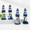 Mediterranean Ocean Lighthouse Model Wooden Lighthouse Beacon Tower Beach Starfish Shell Home Room Bedroom DIY Decorative Crafts Ornament Gift