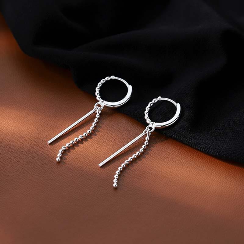 Gu Maoning, Round Beads, Fringed Earrings, Cold Wind, Metallic Punk, Single Handsome Geometric Chain, Ear Buckles.