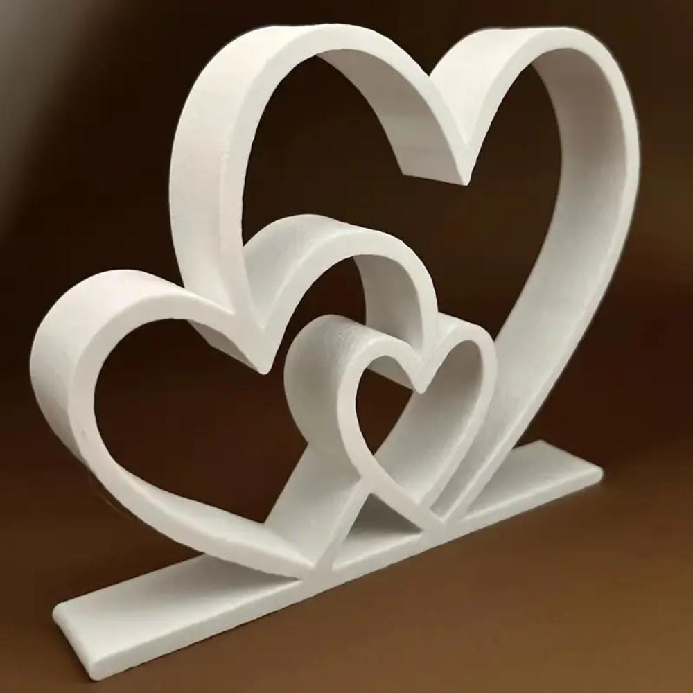 3D Printed Heart-to-Heart Statue Romantic Minimalist Heart-shaped Sculpture Plastic Smooth Surface Love Ornament Home Decoration