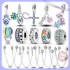 New 925 Silver Charms Bead Safety Chain Bead Fit Original Charms Bracelet Pendant Fine DIY Birthday Jewelry For Women