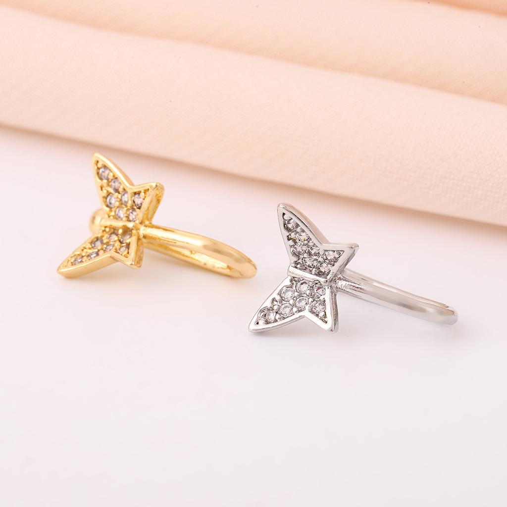 Butterfly Nose Ring Copper Inlaid Zircon Free Perforation U-Shaped Small Butterfly Nose Clip Puncture Jewelry