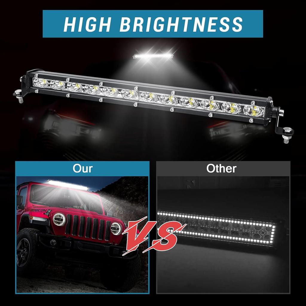 Nifeida 14" Led Light Bar 80W 8000Lm Single Row Led Light Bar Off Road Lights Waterproof Flood & Spot Beam Combo Light For Truck Off Road Pickup SUV
