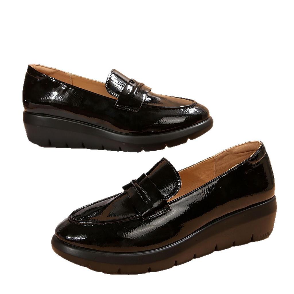 2025 wedge heel 2025 new comfortable middle heel 35-41 large size round head foot cover shallow mouth loafers women