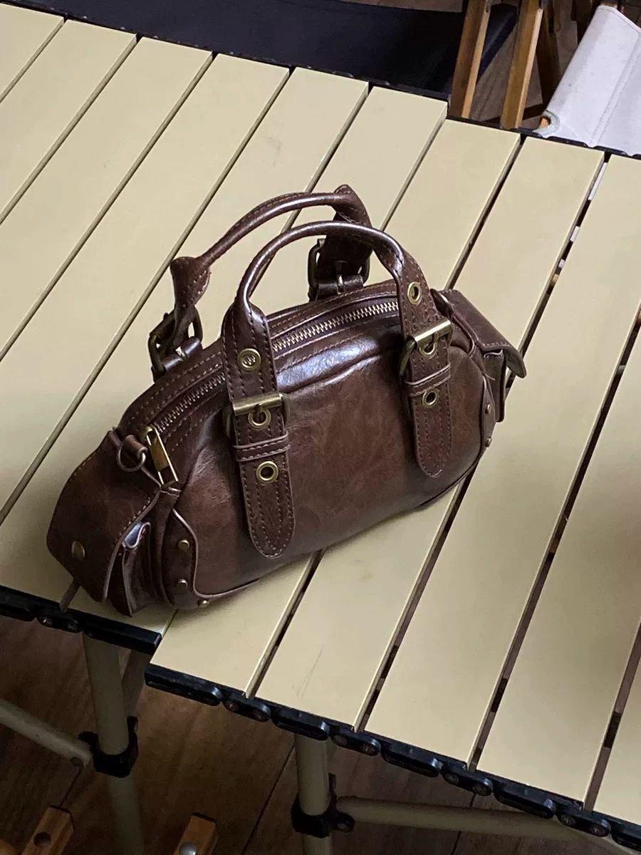 

JIAERDI Retro Coffee Handle Y2k Hand Bag Women High Street Hot Girls Leather Casual Crossbody Bags Ladies Vintage Messenger Bag кавовий