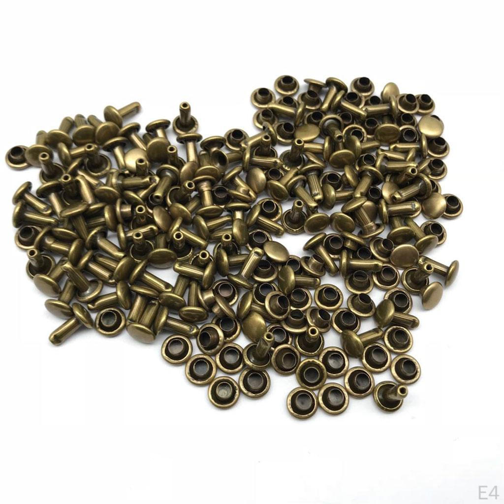 100 Pack Metal Studs for Leather Crafts and Decorations - 6x8mm Size