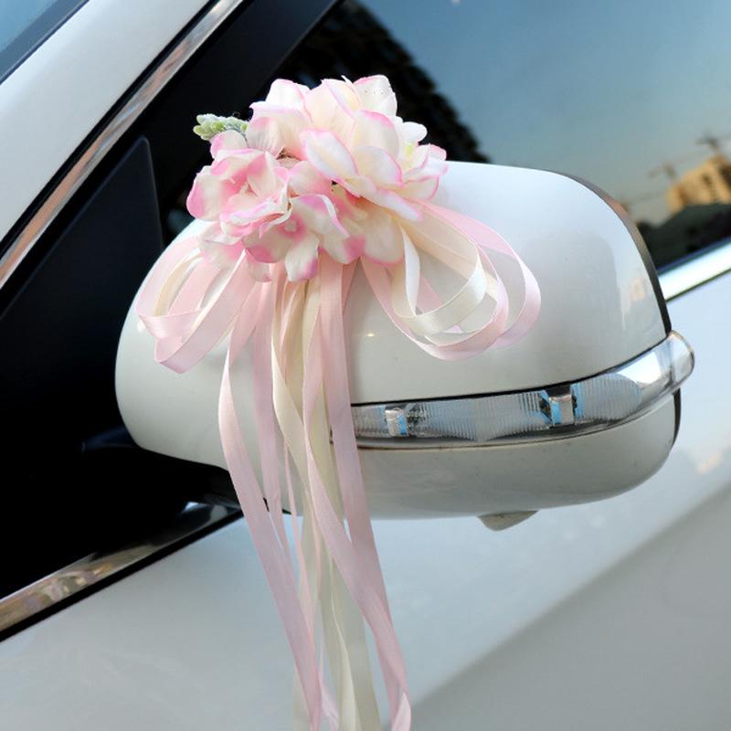 Buy 2pcs Wedding Car Decoration Flower Door Handles Rearview Mirror ...