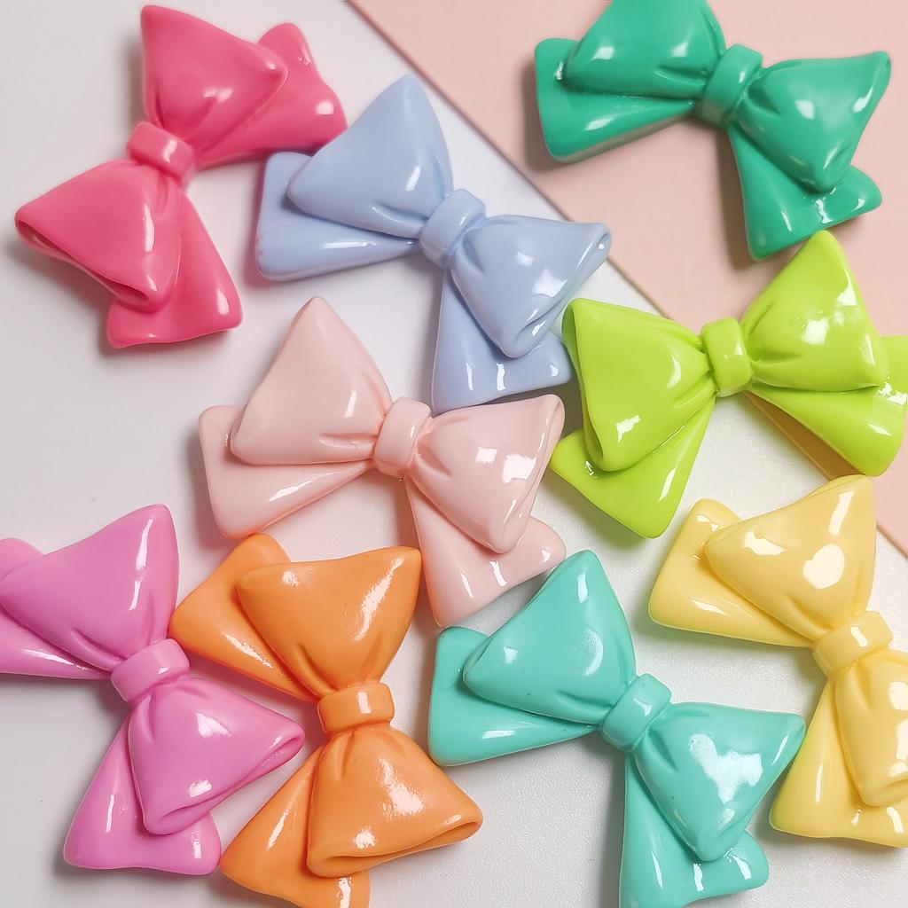 100Pieces Mixed Colors Bowknots Bow Tie Themed Resin Flatback Cabochons Embellishments for DIY Jewelry Making Phone Case Decor