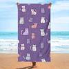 Cute Cartoon Cat Print Beach Towel Absorbent Quick Dry Sandproof Towel Girly Kitten with Toys Pattern Summer Towel for Beach