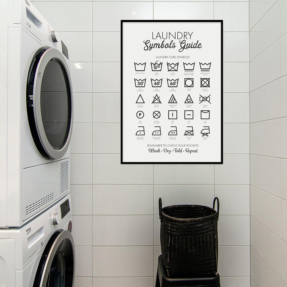 Wäsche heute oder morgen nackt Drucke Wäschezeichen Leitfaden Kunst Leinwand Malerei Druck Poster Waschküche Wandbild Dekor Kein Rahmen