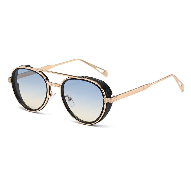 New European and American fashion personality oval side bag sunglasses men's retro punk style sunglasses women