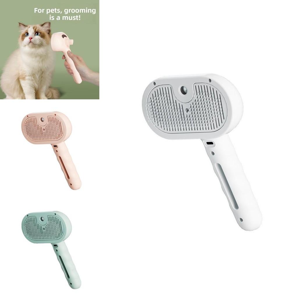 Press Type Cat Dog Pet Hair Comber With Spray Function For Fur Removal And Grooming