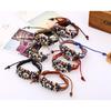 1pcs Couple Pull Adjustable Bracelet, Beaded Eye Leather Bracelet, Cowhide Handmade Jewelry