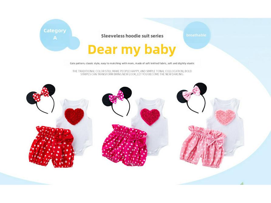 Set de salopete și pantaloni scurți Cartoon Love pentru fetițe