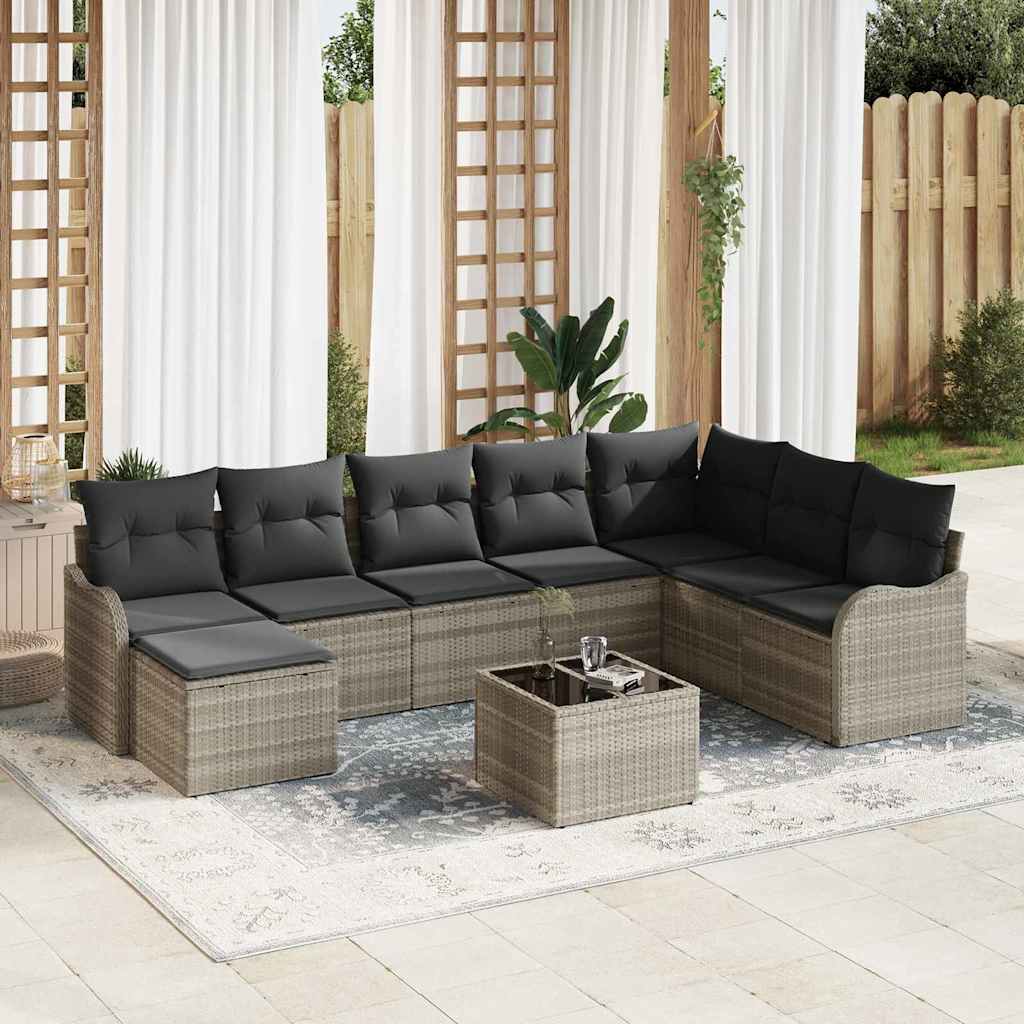 Garden Sofa Set Light Grey Poly Rattan