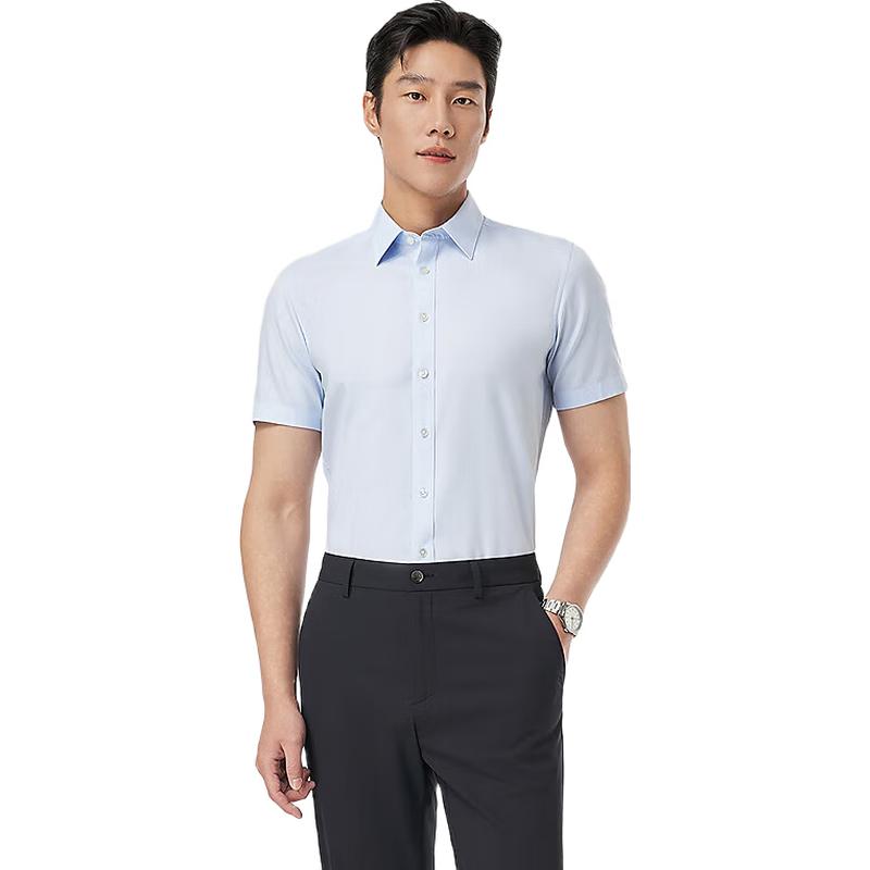 Youngor Men s DP Non-Iron Pure Cotton Short Sleeve Shirt 40