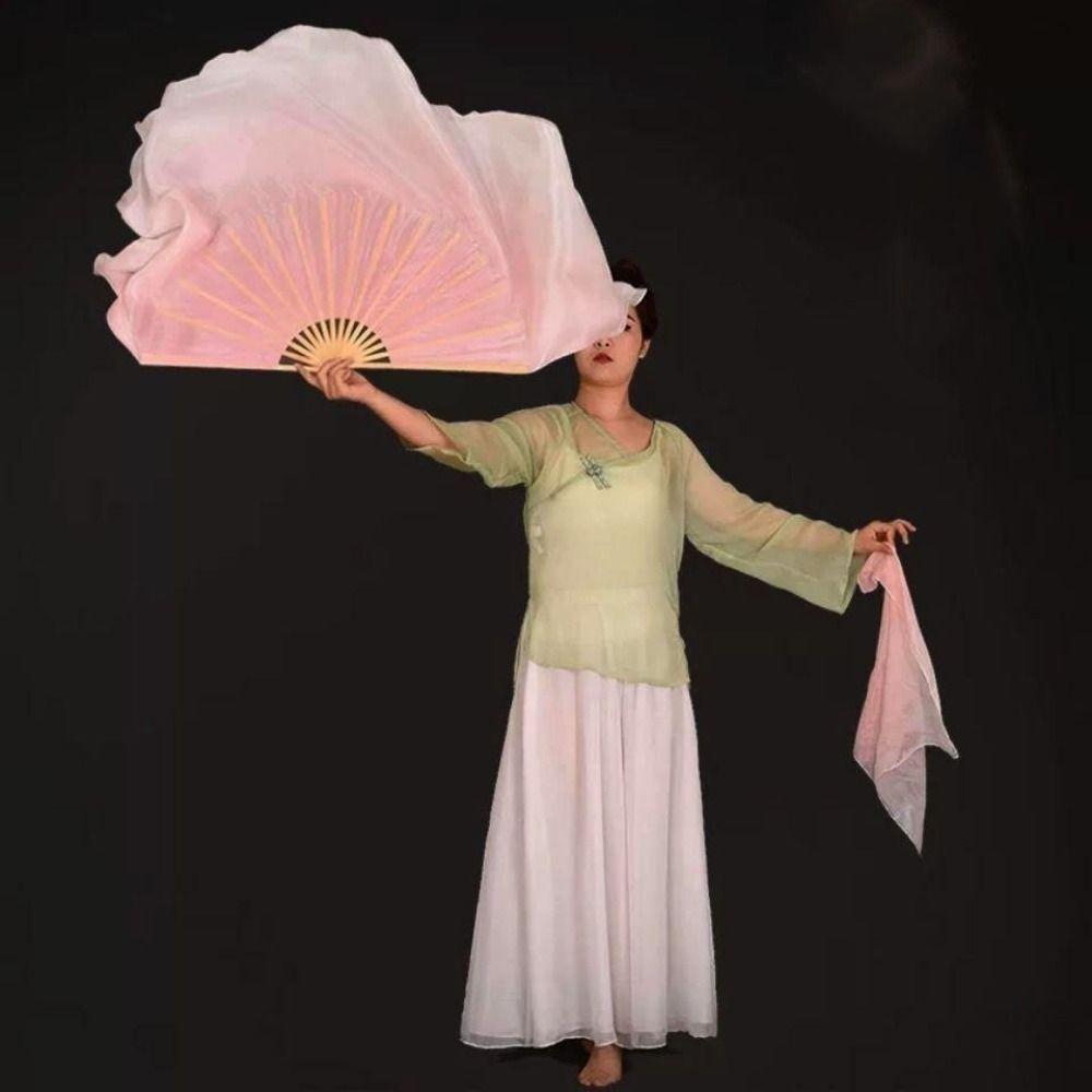 10cm Half Circle Silk Veil Chinese Short Bellydance Fan Hand Dye Adults Fan  Kid Women