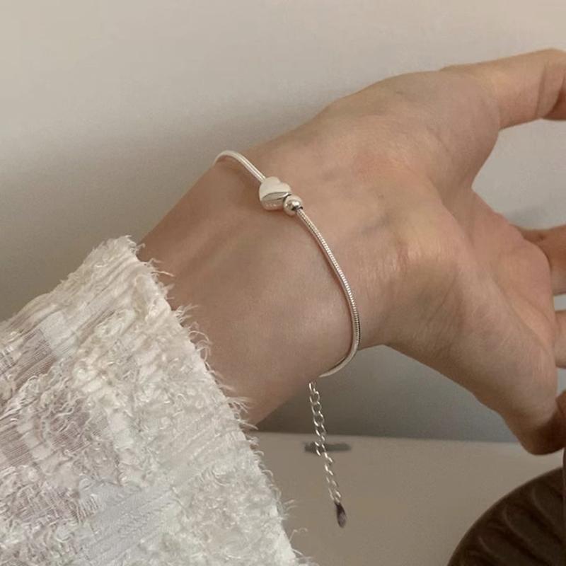 New 925 Sterling Silver Love Bracelet Simple Charm Woman Heart Bracelet Birthday Party Gift for Friends Exquisite Jewelry