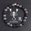Electroplated Volcanic Stone Zodiac Bracelet - 8mm Beads for Aries, Pisces, Capricorn