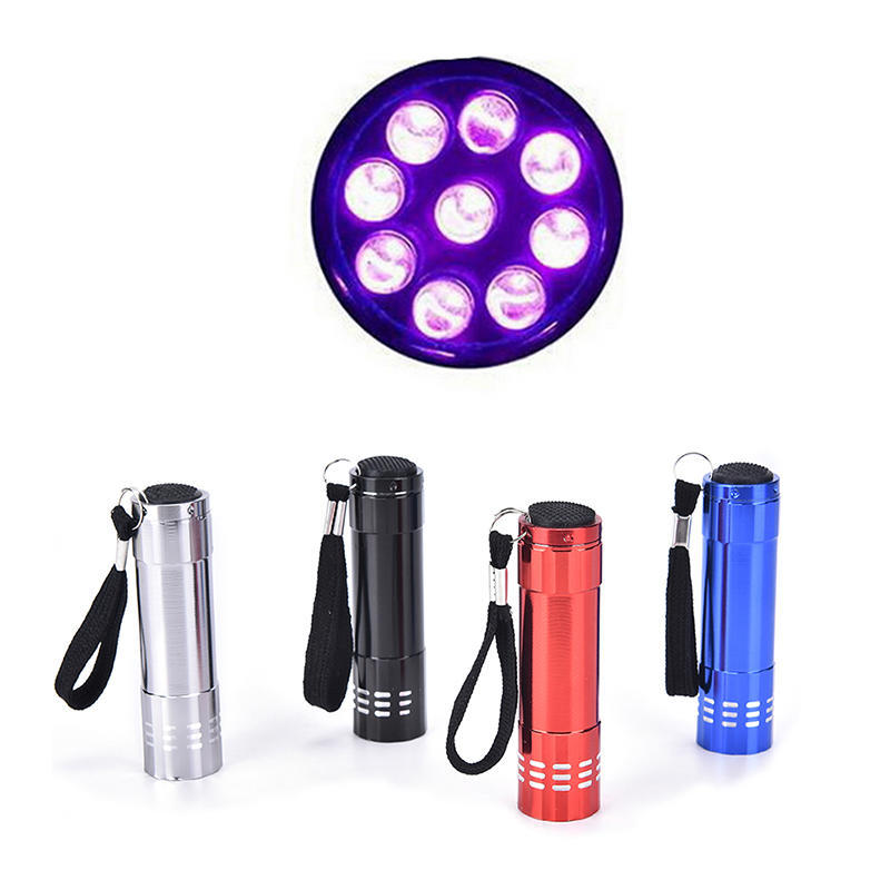 Mini Uv Ultra Violet 9 Led Flashlight Blacklight Light Inspection Lamp Torch