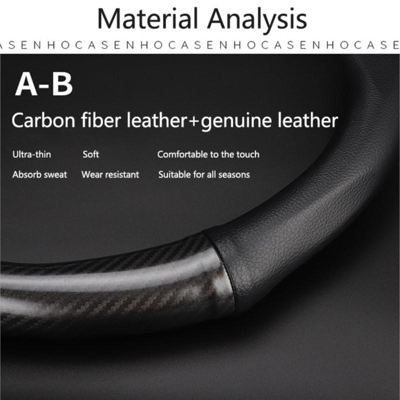 38cm Round Car Steering Wheel Cover Carbon Fiber PU Leather Non-slip Case For Honda Civic FIT CRV Accord Jazz Pilot HRV Passport
