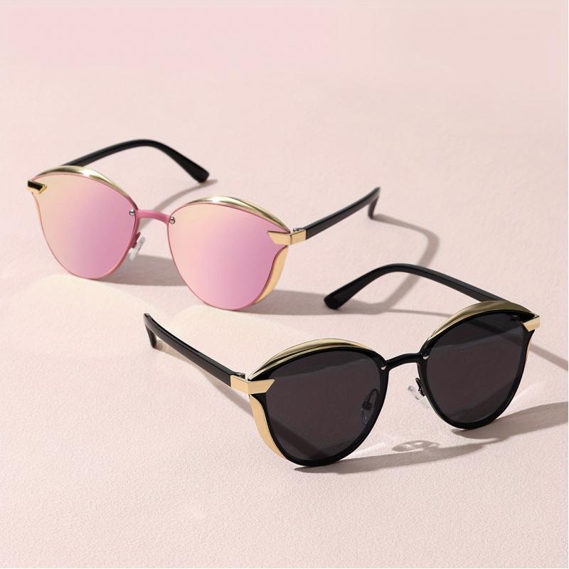 2pcs Women'S Round Frame Classic Retro Style Polarized Sunglasses, Comes with Perfect for Outdoor Vacations Beach Parties