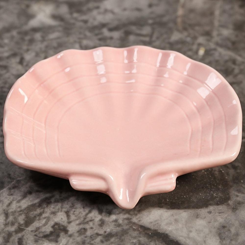 Soap Dish Drain Rack Ceramic Soap Drying Rack Bathroom Accessories Shell Conch Soap Box  Wash Basin