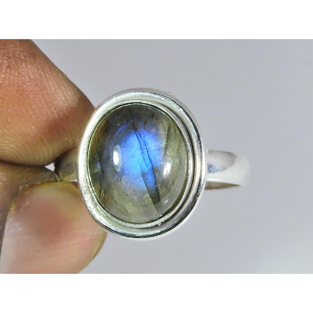 Natural Blue Labradorite Gemstone 925 Solid Sterling Silver Ring Size US-7 PG-29
