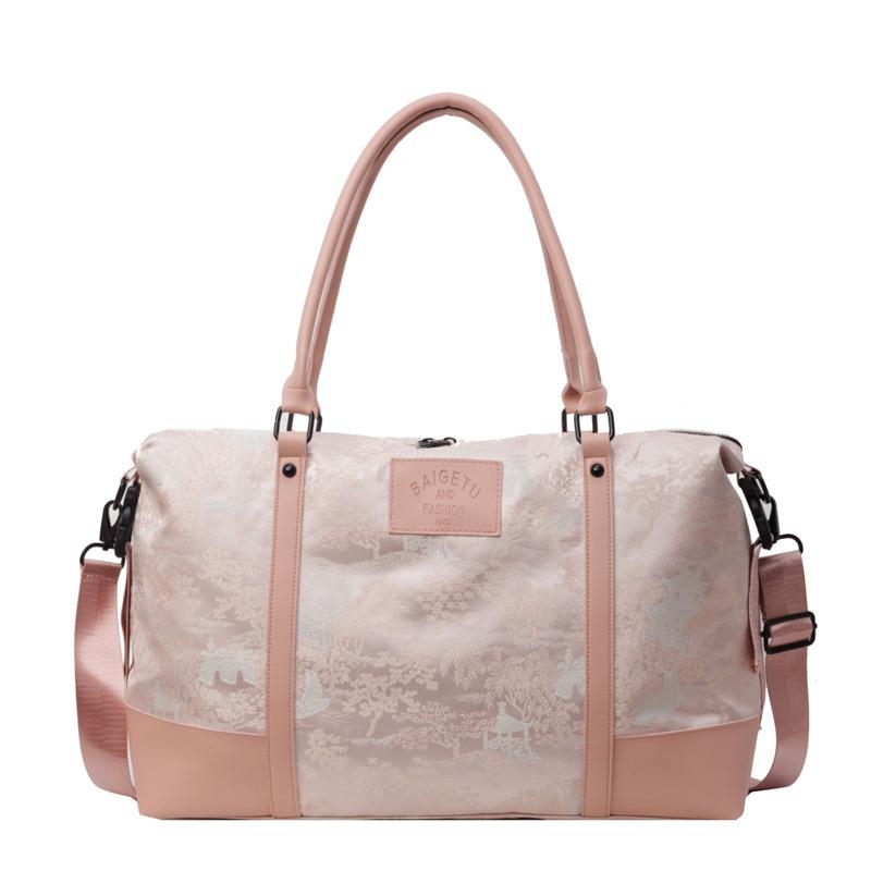 

Модная дорожная сумка в китайском стиле Легкая и простая дорожная элегантная сумка для ручной клади Разделение сухого и мокрого Фитнес-сумка розовый