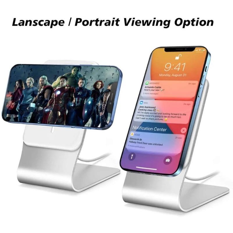 Supporto per Telefono Cellulare da Scrivania Supporto da Tavolo in Alluminio Dock per Caricabatterie Magsafe Per iPhone 16/15/14/13/12 Pro Max(Caricabatterie non incluso)