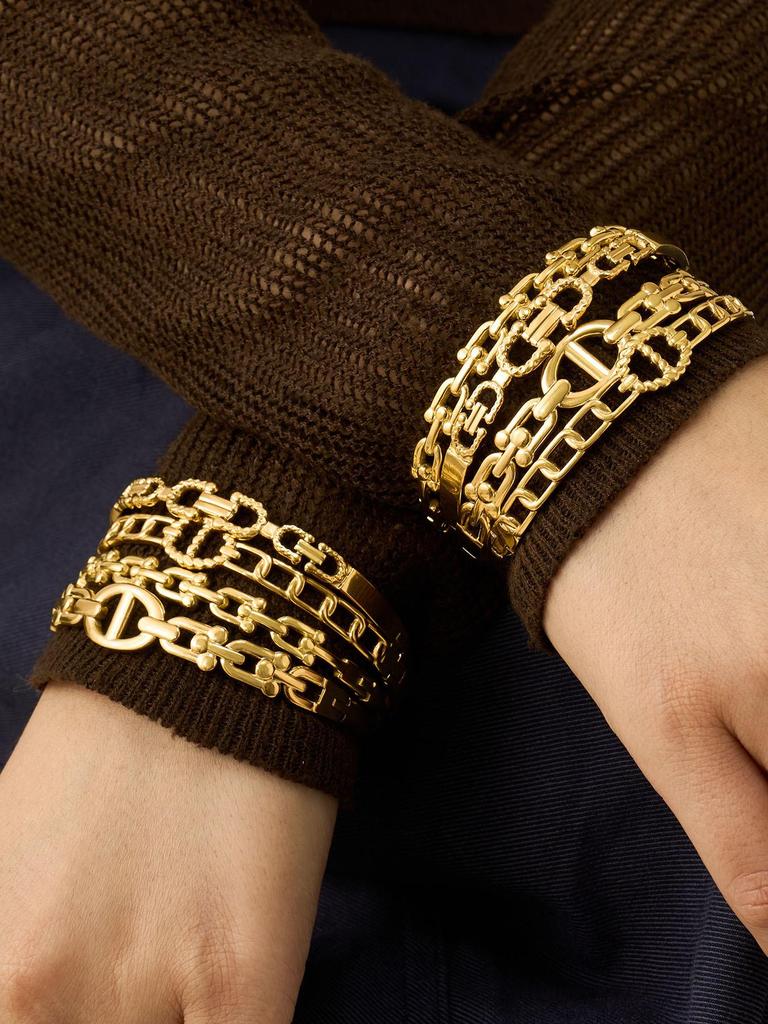 18K Gold Plated Horseshoe Buckle Bracelet for Women, 316L Stainless Steel, Colorfast, Simple and Elegant Design.