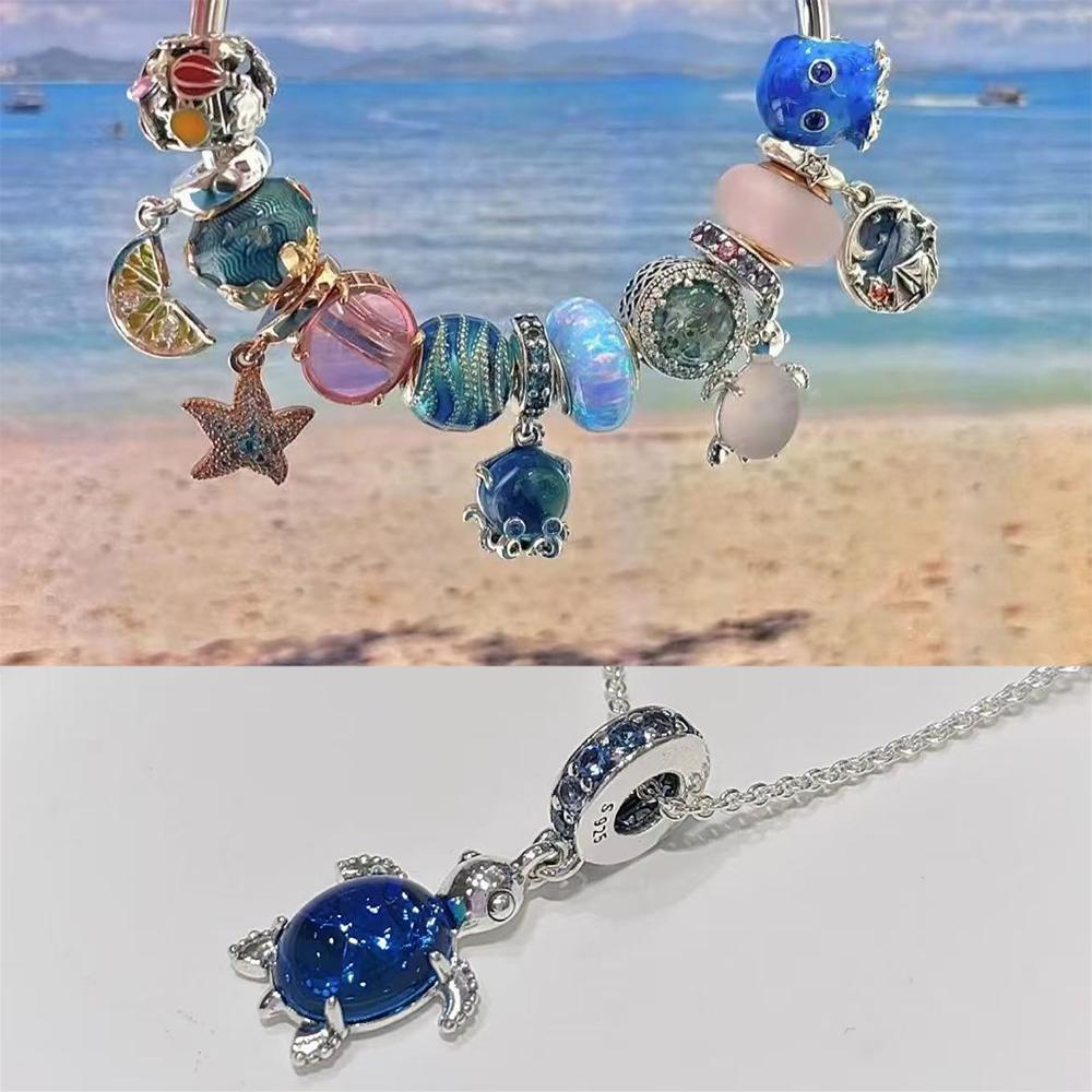 Ocean Wind Copper Red&Pink&Purple&Blue&Green Crystal Turtle Starfis Fit Diy Bracelet Gift Jewelry