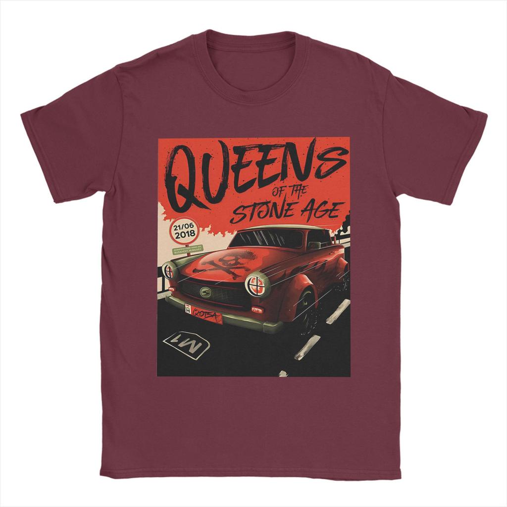 Funny Abang Mobil Queens of the Stone Age T-Shirts Men Round Neck 100% Cotton T Shirts Short Sleeve Tees Gift Idea Clothing