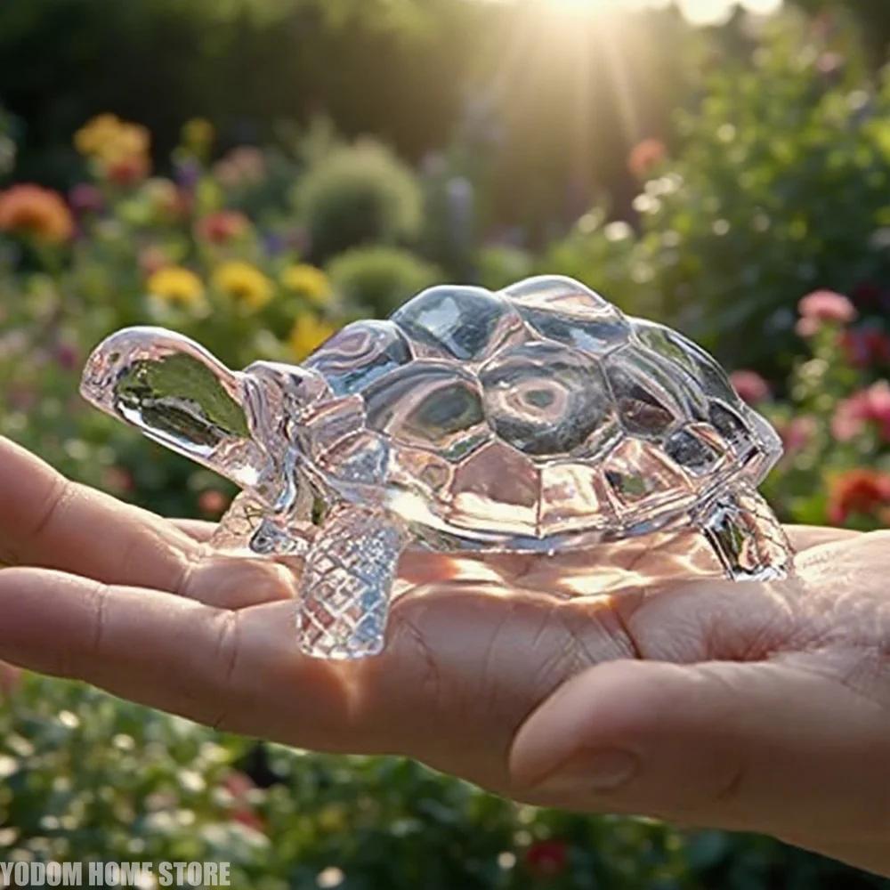 Transparent Crystal Turtle Ornament Mini Turtle Statue Lucky Ornament Suitable for Home Office Desk Decoration Home Accessories
